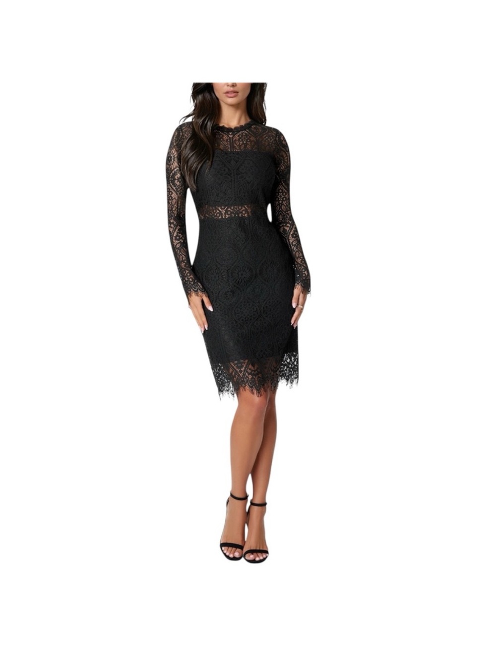 BEBE Bandeau Scallop Lace Pencil Dress - NWT